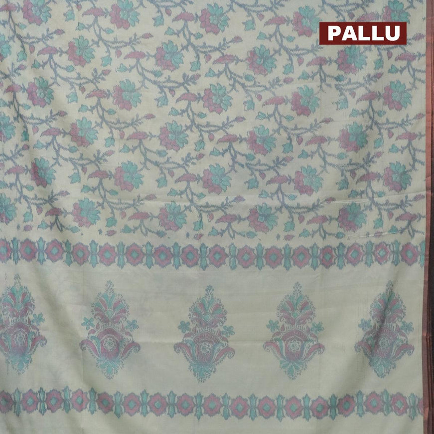 Semi chanderi saree pastel blue shade with allover ikat weaves and zari woven piping border - {{ collection.title }} by Prashanti Sarees