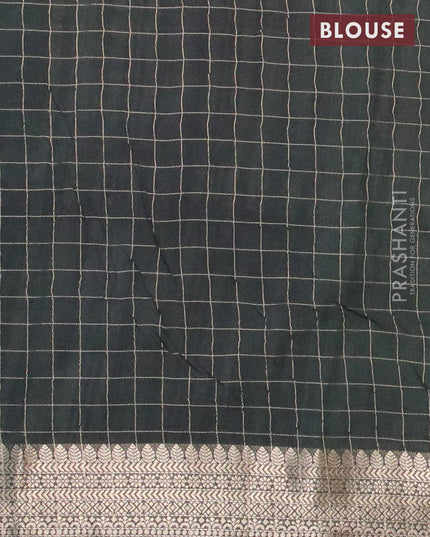 Semi chanderi saree pastel green and black with allover paisley prints & zari checked pattern and zari woven border - {{ collection.title }} by Prashanti Sarees