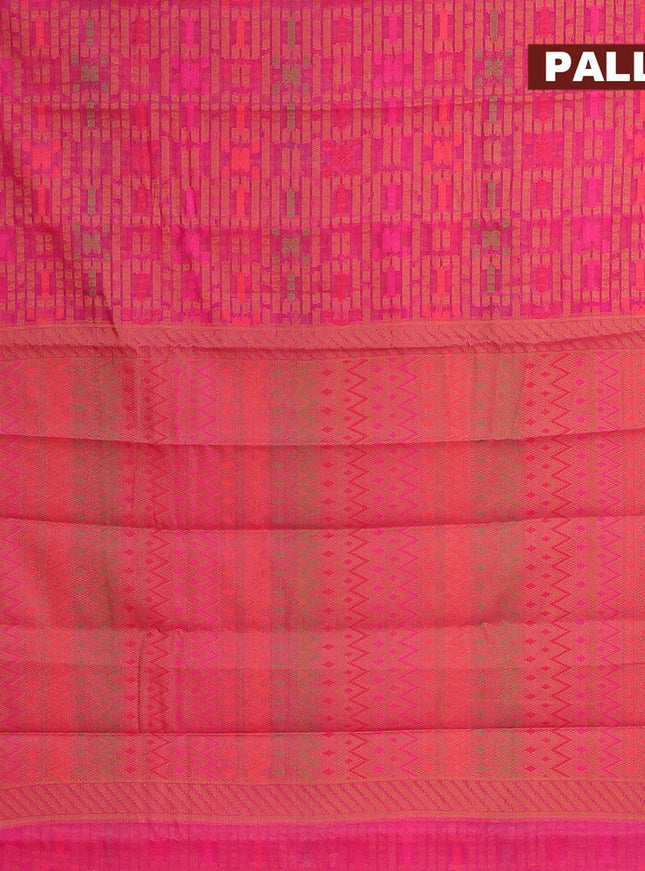 Semi chanderi saree pink and with allover thread weaves and woven border - {{ collection.title }} by Prashanti Sarees