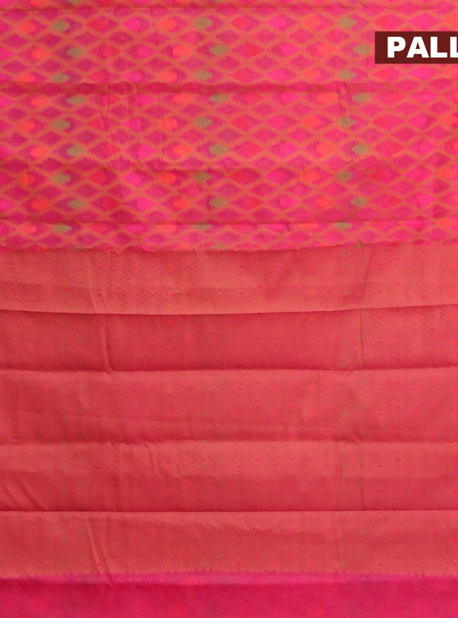 Semi chanderi saree pink and with allover thread weaves and woven border - {{ collection.title }} by Prashanti Sarees