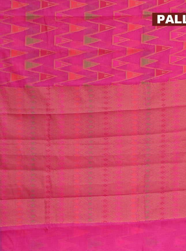 Semi chanderi saree pink and with allover thread weaves and woven border - {{ collection.title }} by Prashanti Sarees