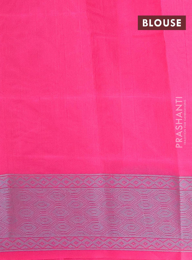 Semi chanderi saree pink and with allover thread weaves and woven border - {{ collection.title }} by Prashanti Sarees