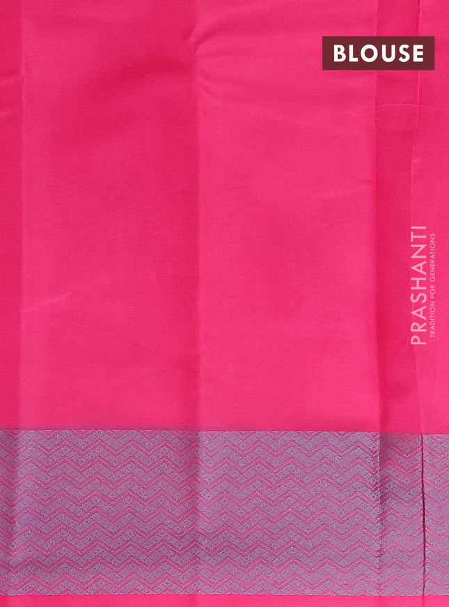 Semi chanderi saree pink and with allover thread weaves and woven border - {{ collection.title }} by Prashanti Sarees