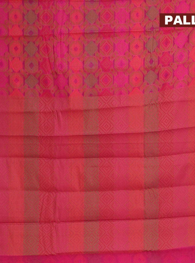 Semi chanderi saree pink shade and with allover thread weaves and woven border - {{ collection.title }} by Prashanti Sarees