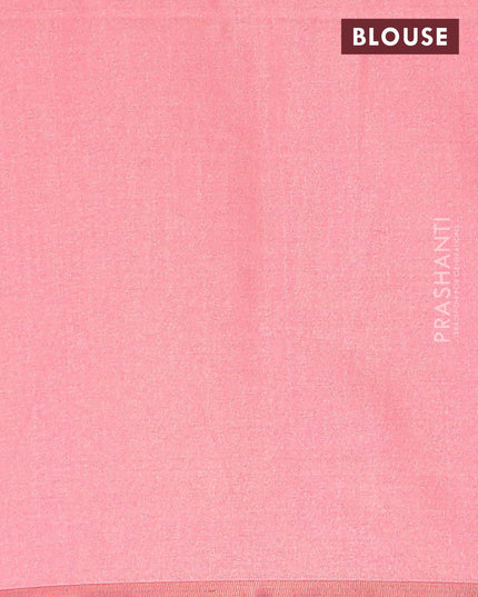 Semi chanderi saree pink shade with allover ikat weaves and zari woven piping border - {{ collection.title }} by Prashanti Sarees