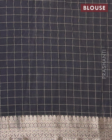 Semi chanderi saree purple and black with allover paisley prints & zari checked pattern and zari woven border - {{ collection.title }} by Prashanti Sarees