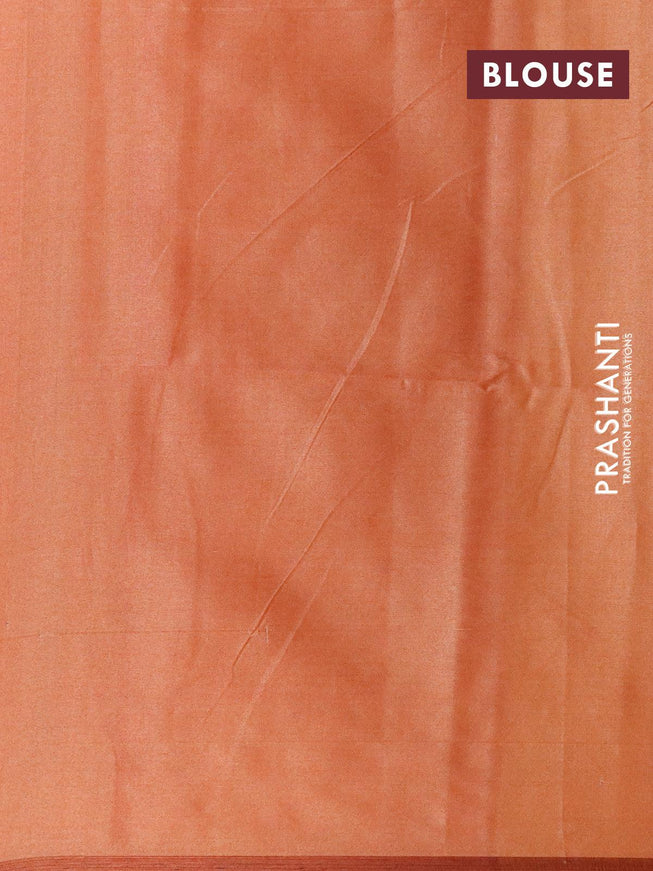 Semi chanderi saree rustic orange with allover ikat weaves and zari woven piping border - {{ collection.title }} by Prashanti Sarees