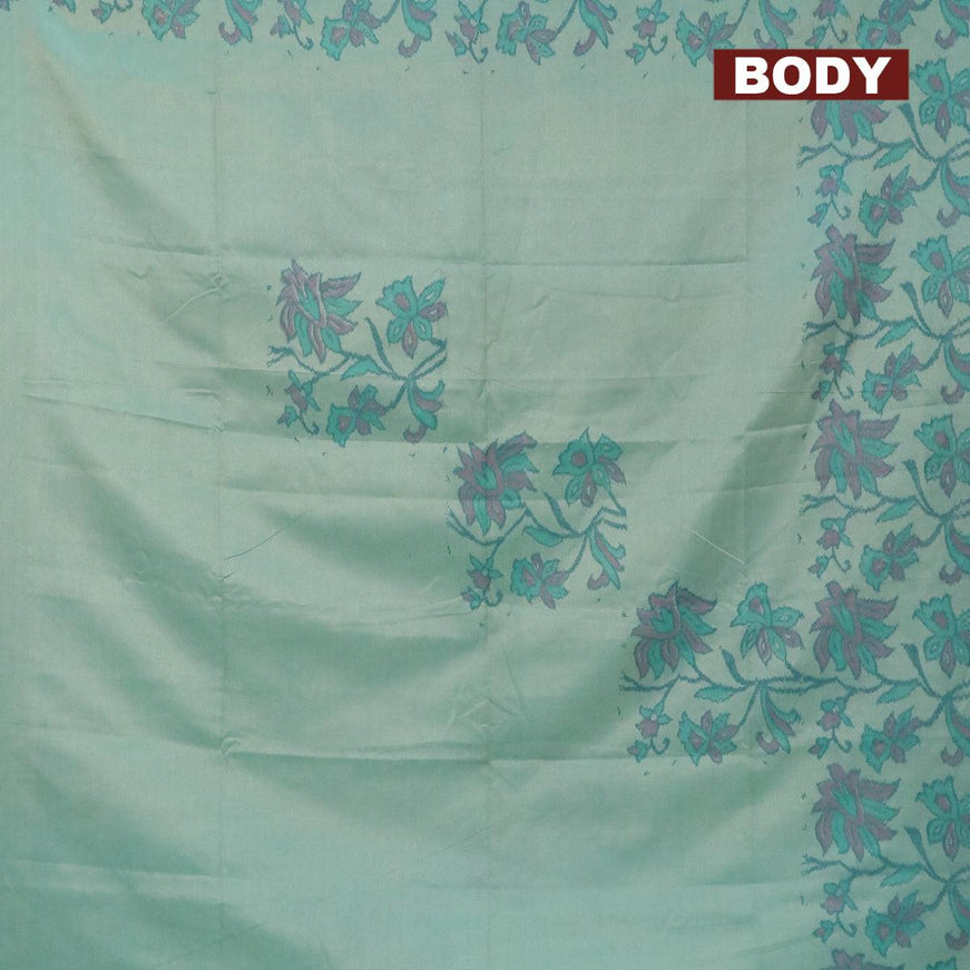 Semi chanderi saree teal green shade with allover ikat weaves and zari woven piping border - {{ collection.title }} by Prashanti Sarees