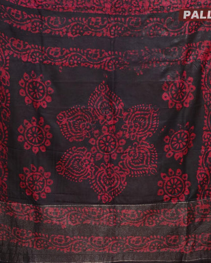 Semi dola saree black and pink shade with allover batik prints and kanjivaram style border - {{ collection.title }} by Prashanti Sarees