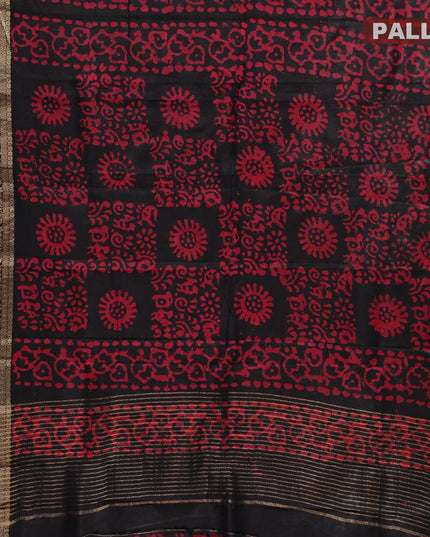 Semi dola saree black and red with allover batik prints and kanjivaram style border - {{ collection.title }} by Prashanti Sarees