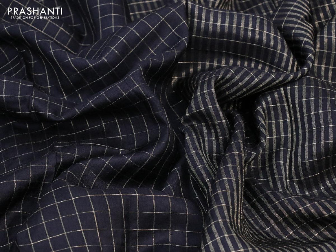 Semi dola saree black with allover zari checked pattern and floral zari woven border with tie & dye zari butta blouse - {{ collection.title }} by Prashanti Sarees