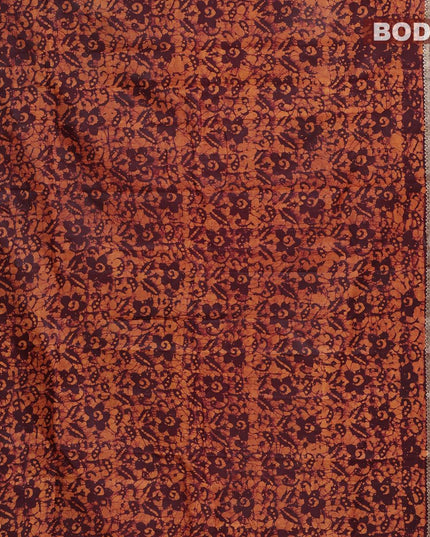 Semi dola saree brown and sandal with allover batik prints and kanjivaram style border - {{ collection.title }} by Prashanti Sarees