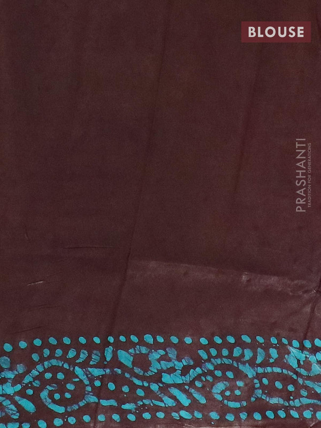 Semi dola saree brown and teal blue with allover batik prints and kanjivaram style border - {{ collection.title }} by Prashanti Sarees