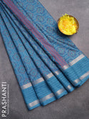 Semi dola saree cs blue with allover bandhani prints and zari woven border - {{ collection.title }} by Prashanti Sarees