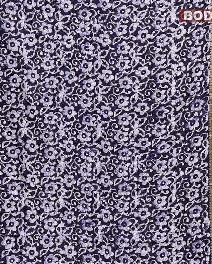 Semi dola saree dark navy blue and off white with allover batik prints and kanjivaram style border - {{ collection.title }} by Prashanti Sarees