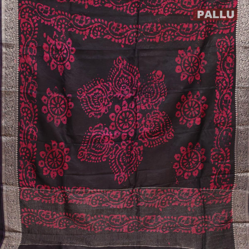 Semi dola saree deep jamun shade and dark pink with allover batik prints and kanjivaram style border - {{ collection.title }} by Prashanti Sarees