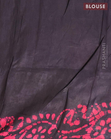 Semi dola saree deep jamun shade and pink with allover batik prints and kanjivaram style border - {{ collection.title }} by Prashanti Sarees