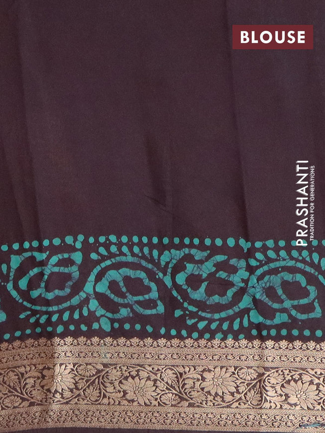 Semi dola saree deep jamun shade and teal blue shade with allover batik prints and kanjivaram style border - {{ collection.title }} by Prashanti Sarees