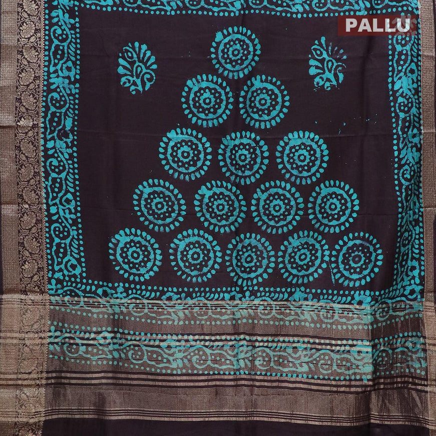 Semi dola saree deep jamun shade with allover batik prints and kanjivaram style border - {{ collection.title }} by Prashanti Sarees