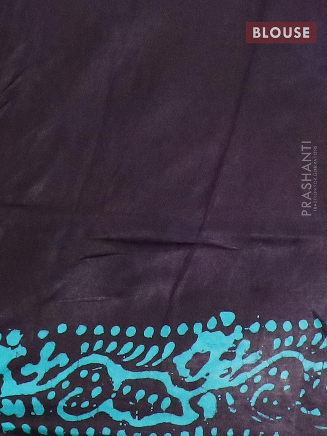 Semi dola saree deep jamun shade with allover batik prints and kanjivaram style border - {{ collection.title }} by Prashanti Sarees