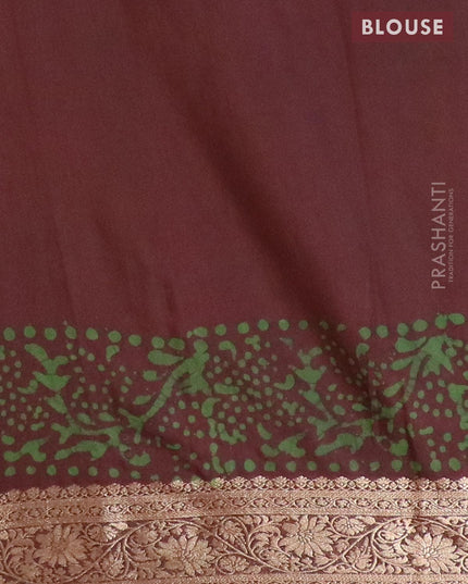 Semi dola saree deep maroon and green with allover batik prints and kanjivaram style border - {{ collection.title }} by Prashanti Sarees
