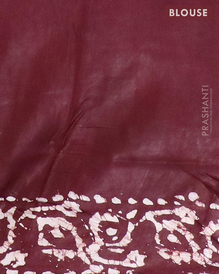 Semi dola saree deep maroon and off white with allover batik prints and kanjivaram style border - {{ collection.title }} by Prashanti Sarees