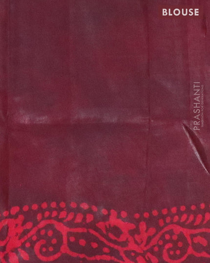 Semi dola saree deep maroon and pink with allover batik prints and kanjivaram style border - {{ collection.title }} by Prashanti Sarees