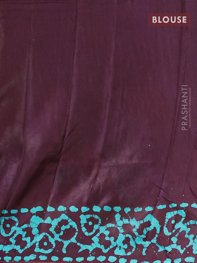 Semi dola saree deep wine shade and teal blue with allover batik prints and kanjivaram style border - {{ collection.title }} by Prashanti Sarees