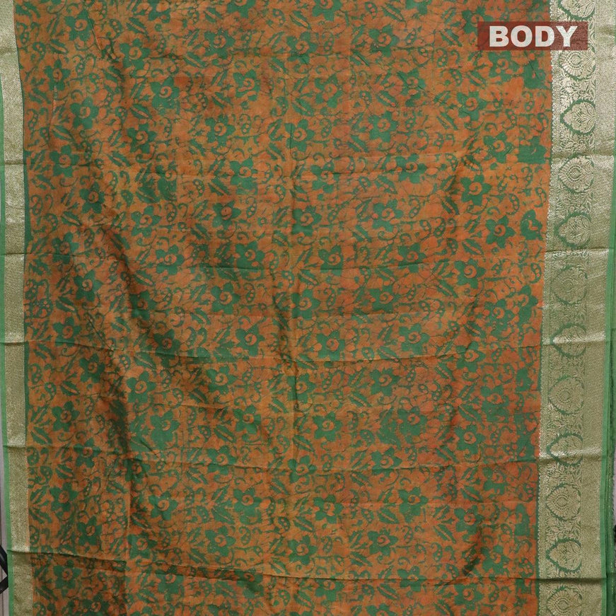 Semi dola saree green with allover batik prints and kanjivaram style border - {{ collection.title }} by Prashanti Sarees