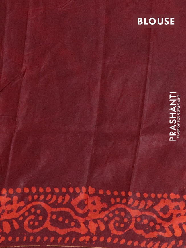 Semi dola saree maroon and orange with allover batik prints and kanjivaram style border - {{ collection.title }} by Prashanti Sarees