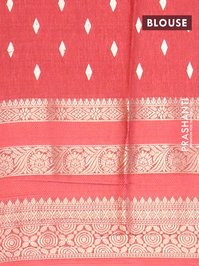 Semi dola saree maroon with allover floral prints and long zari woven border - {{ collection.title }} by Prashanti Sarees