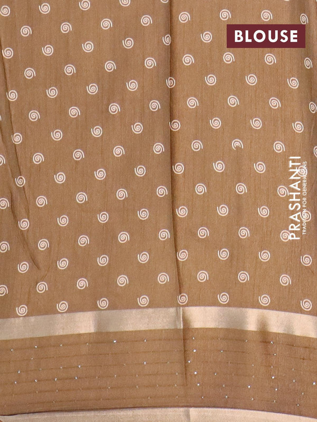 Semi dola saree military green with allover warli prints and sequin work border - {{ collection.title }} by Prashanti Sarees