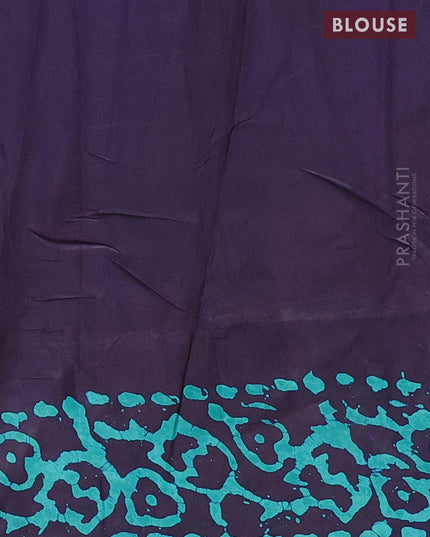 Semi dola saree navy blue and teal blue with allover batik prints and kanjivaram style border - {{ collection.title }} by Prashanti Sarees