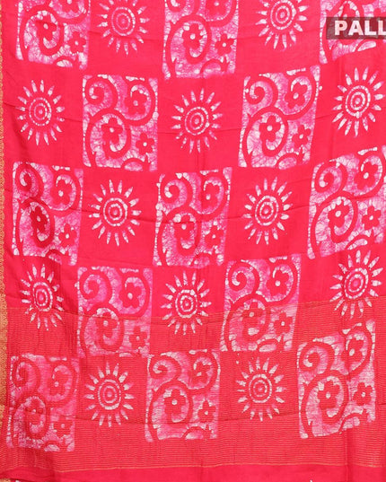 Semi dola saree pink with allover batik prints and kanjivaram style border - {{ collection.title }} by Prashanti Sarees
