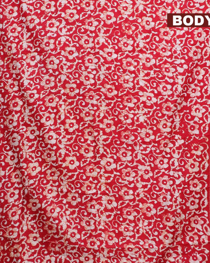 Semi dola saree red and off white with allover batik prints and kanjivaram style border - {{ collection.title }} by Prashanti Sarees