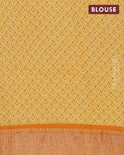 Semi gadwal saree pale yellow and mango yellow with allover prints and zari woven border - {{ collection.title }} by Prashanti Sarees