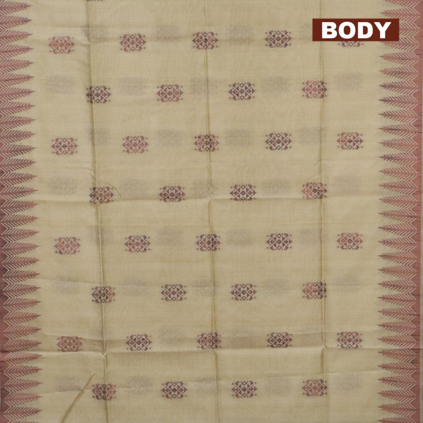 Semi jute silk saree pale yellow with thread & zari woven buttas and woven border - {{ collection.title }} by Prashanti Sarees