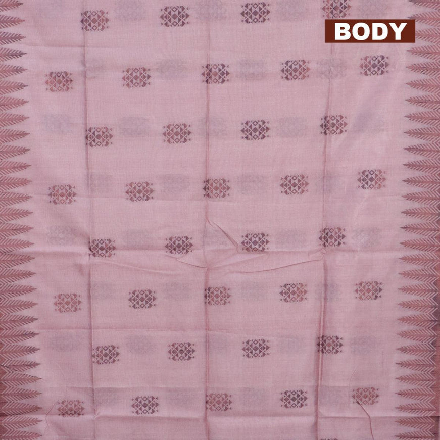 Semi jute silk saree pastel pink with thread & zari woven buttas and woven border - {{ collection.title }} by Prashanti Sarees