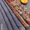 Semi linen saree grey and sandal with allover bandhani prints & kalamkari printed pallu and batik printed border - {{ collection.title }} by Prashanti Sarees