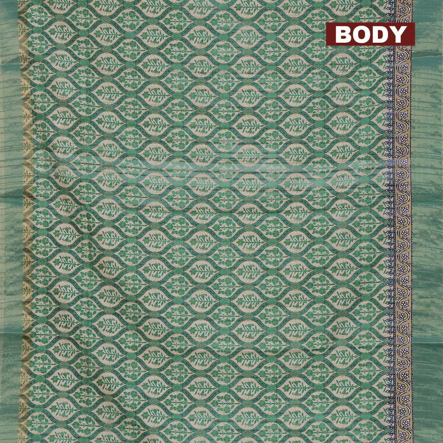 Semi matka saree beige and green with allover prints and zari woven border - {{ collection.title }} by Prashanti Sarees
