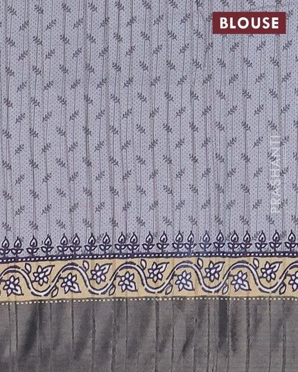 Semi matka saree beige and grey with allover prints and zari woven border - {{ collection.title }} by Prashanti Sarees
