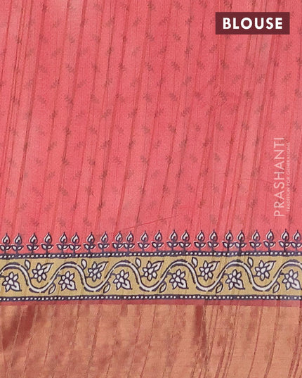 Semi matka saree beige and pastel maroon shade with allover prints and zari woven border - {{ collection.title }} by Prashanti Sarees