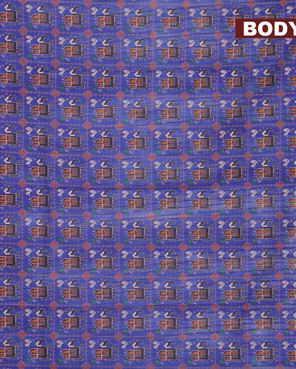 Semi matka saree blue and brown with patola prints and zari woven border - {{ collection.title }} by Prashanti Sarees