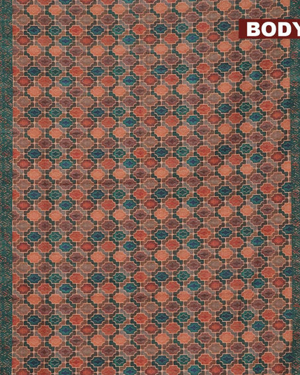 Semi matka saree green shade with allover geometric prints and zari woven border - {{ collection.title }} by Prashanti Sarees