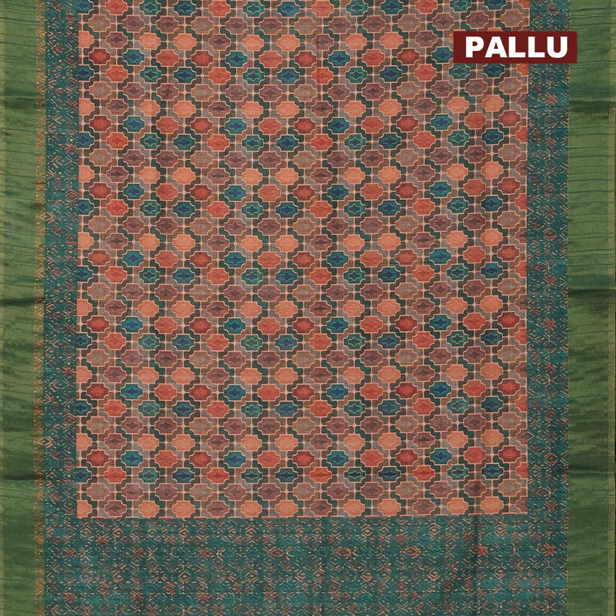 Semi matka saree green shade with allover geometric prints and zari woven border - {{ collection.title }} by Prashanti Sarees