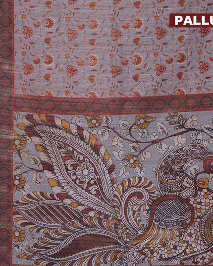 Semi matka saree grey with allover floral prints and zari woven border - {{ collection.title }} by Prashanti Sarees