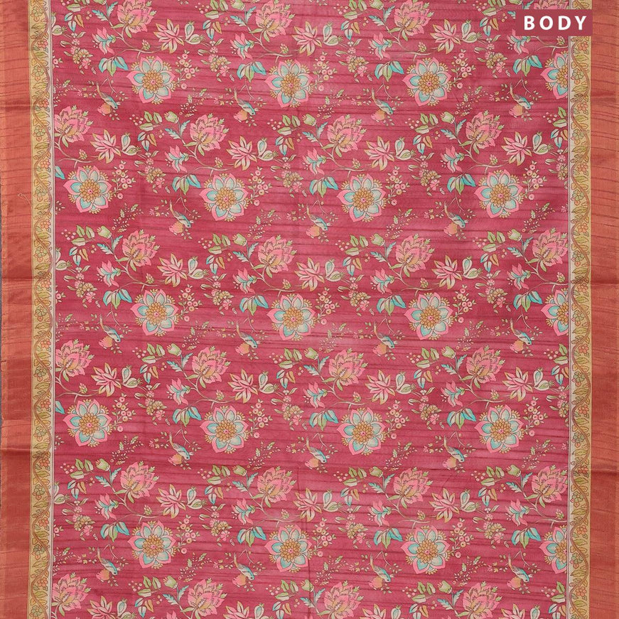 Semi matka saree maroon with allover floral prints and zari woven border - {{ collection.title }} by Prashanti Sarees