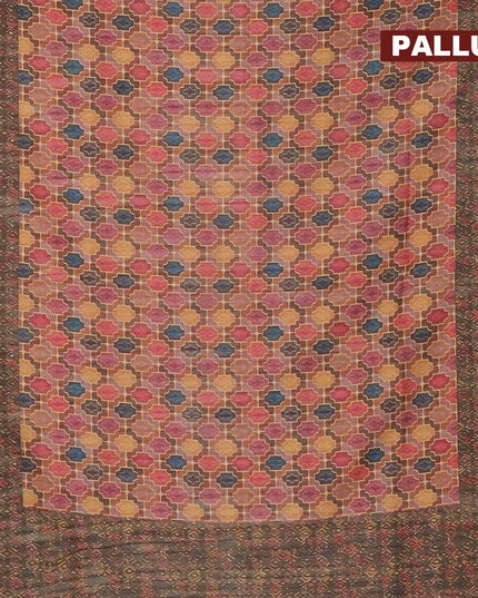Semi matka saree multi colour and sap green with allover geometric prints and zari woven border - {{ collection.title }} by Prashanti Sarees
