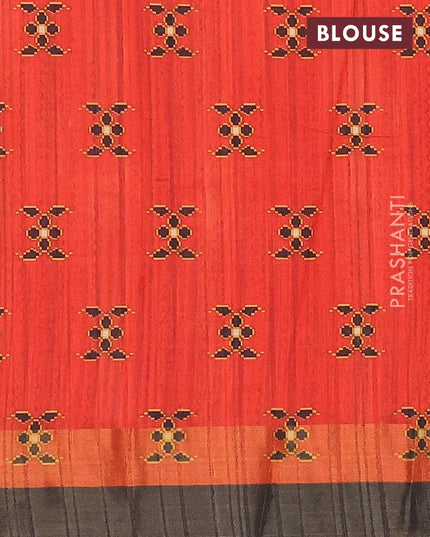 Semi matka saree peach shade and rust shade with allover kalamkari prints and zari woven border - {{ collection.title }} by Prashanti Sarees