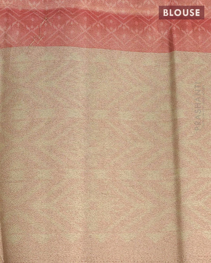 Semi matka saree peacock blue and pink shade with plain body and zari woven ikat style border - {{ collection.title }} by Prashanti Sarees